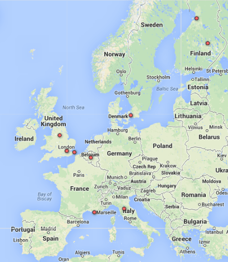 UCSF Dentistry Collaborations, Jan 1 - Dec 5, 2013 (Europe)